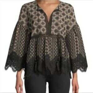 Kobi Halperin Cassandra Eyelet Embroidered Lace Princess Cut Top